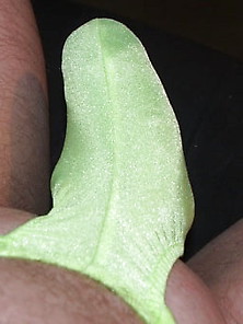 Lime Bulge Thong And Inflatable Anal Dildo