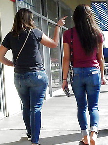 Voyeur Teen Ass & Butts In Blue Jeans Pants In Public