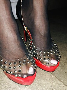 Mistress Clear Studded Heels Worship