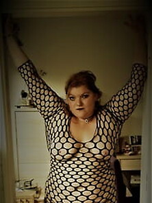 Bbw Wife Miss Lizz Fishnet Bodystocking