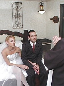 Hot Transsexual Bride Spicing Up The Wedding Shoving Her Wiener