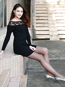 Skinny Japanese Gf In Black Pantyhose