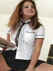 Slutty Brunette Uniform Sucks