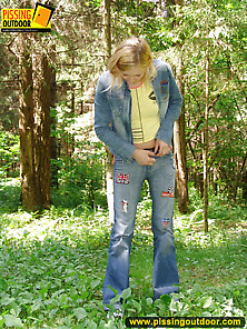 Pissing Outdoor In The Green Forest