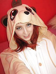 Lucy V In Her Bedroom In Her Onesie Showing Off Her Natural 34 G